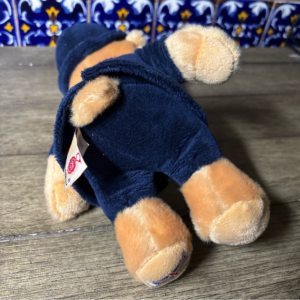 Plush Police Bear Toy - Tan and Blue kids stuffed animal used - Picture 10 of 16
